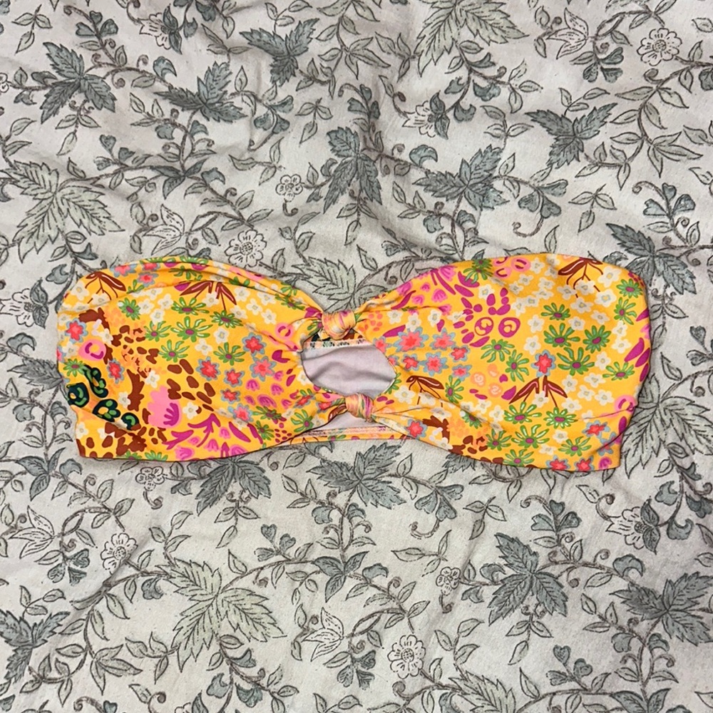 Shein Floral Strapless Bikini Top